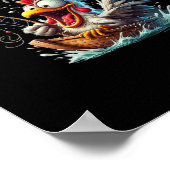 Fishing F-Caw-F Funny Chicken Scream Humor Poster (Hoek)