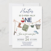 Fishing First Birthday Party Kaart (Voorkant)