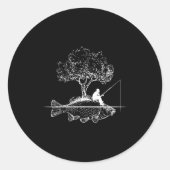 Fishing Fish Island Surreal Carp Angler  Ronde Sticker (Voorkant)