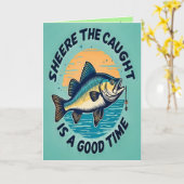 Fishing for Happiness, Folded Greeting Card Kaart (Gele Bloem)