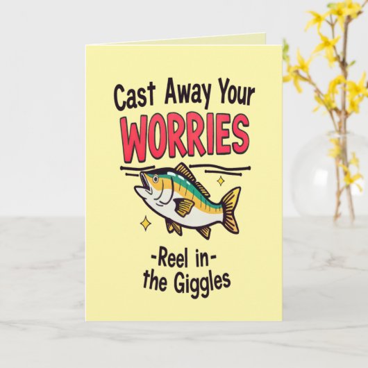 Fishing for Joy Birthday  Kaart (Gele Bloem)