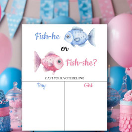 Fishing Gender reveal He or She chart Poster
