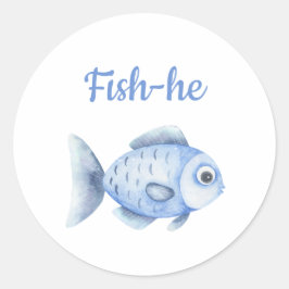 Fishing Gender Reveal - Team Boy Fish-he Ronde Sticker