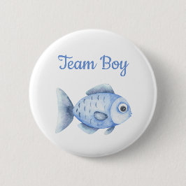 Fishing Gender Reveal - Team Boy Ronde Button 5,7 Cm