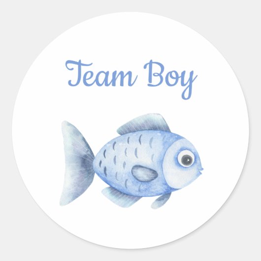 Fishing Gender Reveal - Team Boy Ronde Sticker (Voorkant)