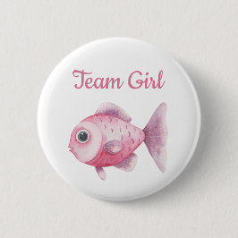 Fishing Gender Reveal - Team Girl Ronde Button 5,7 Cm