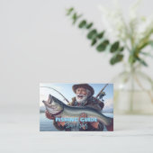Fishing Guide Fisherman Fish Lake Ocean Visitekaartje (Staand voorkant)