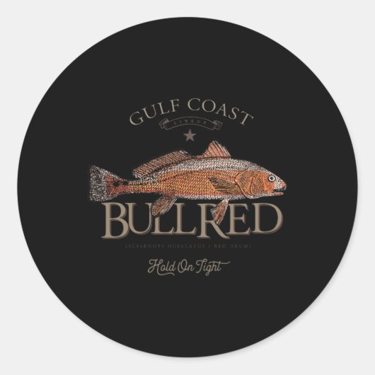 Fishing Gulf Red Drum Redfish Bull Red  Ronde Sticker (Voorkant)