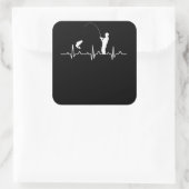 Fishing Heartbeat Vierkante Sticker (Tas)
