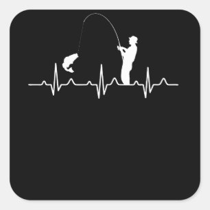 Fishing Heartbeat Vierkante Sticker