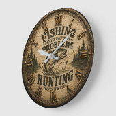 Fishing Hunting Cabin Fisherman & Hunter Gift Grote Klok (Hoek)