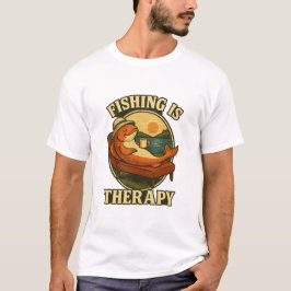Fishing Is Therapy | Funny Fish Couch Art T-shirt