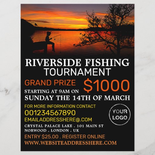 Fishing Lake Landscape, Fishing Tournament Event Flyer (Voorkant)