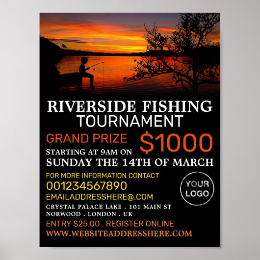 Fishing Lake Landscape, Fishing Tournament Event Poster (Voorkant)