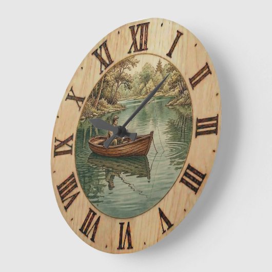 Fishing Lake- Wall Clock  Grote Klok (Hoek)