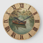 Fishing Lake- Wall Clock  Grote Klok (Voorkant)