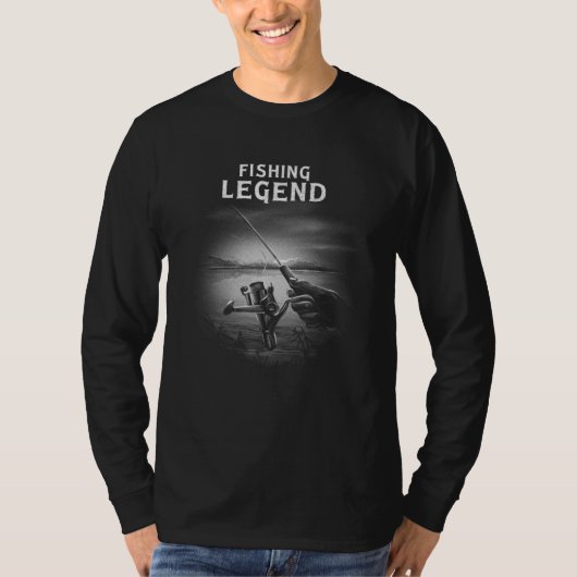 Fishing Legend Fishing Monochrome Reel Fishermen T-shirt (Voorkant)