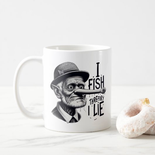 Fishing Lie Joke Mug Koffiemok (Met donut)