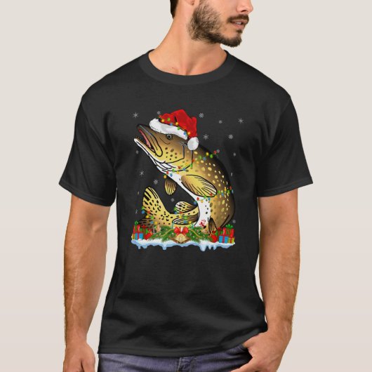 Fishing Lover Matching Santa Northern Pike Fish Ch T-shirt (Voorkant)