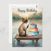 Fishing lovers birthday with Fish watercolor Briefkaart (Voorkant / Achterkant)