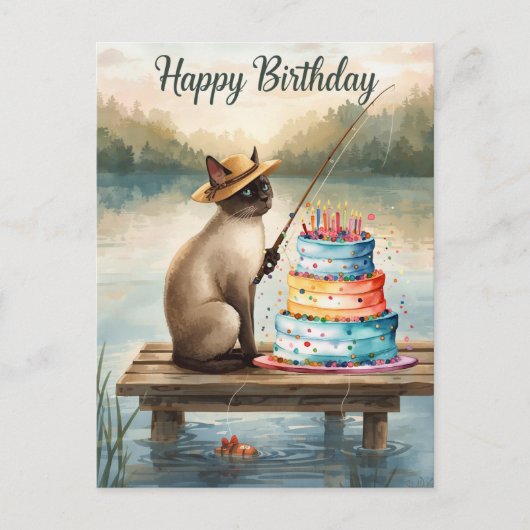 Fishing lovers birthday with Fish watercolor Briefkaart (Voorkant)