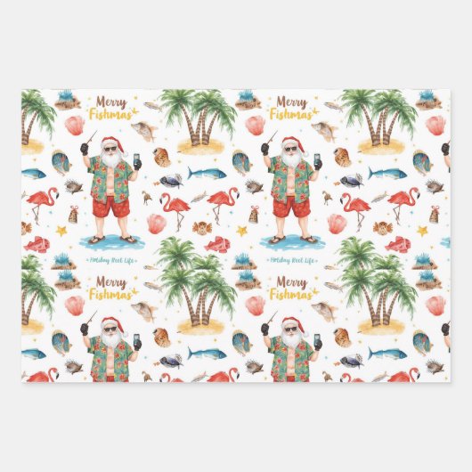 Fishing Lovers Christmas with Santa Claus Inpakpapier Vel (Voorkant 3)