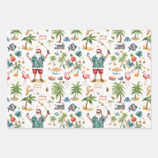 Fishing Lovers Christmas with Santa Claus Inpakpapier Vel (Voorkant 2)