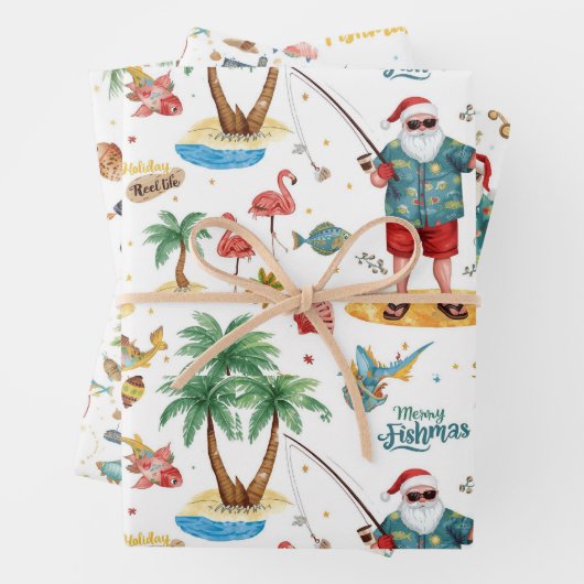 Fishing Lovers Christmas with Santa Claus Inpakpapier Vel (In situ)