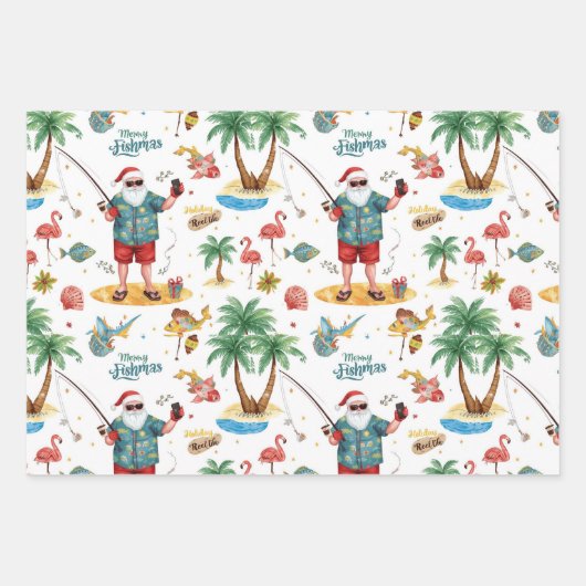 Fishing Lovers Christmas with Santa Claus Inpakpapier Vel (Voorkant)