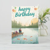 Fishing Lovers is fishing on his birthday  Kaart (Staand voorkant)