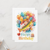 Fishing Lovers themed go fishing on his birthday  Kaart (Voorkant / Achterkant in situ)