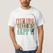 Fishing makes me happy t-shirt (Voorkant)