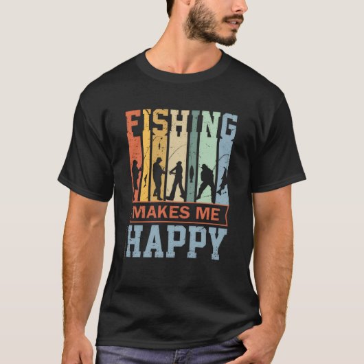 Fishing makes me happy t-shirt (Voorkant)