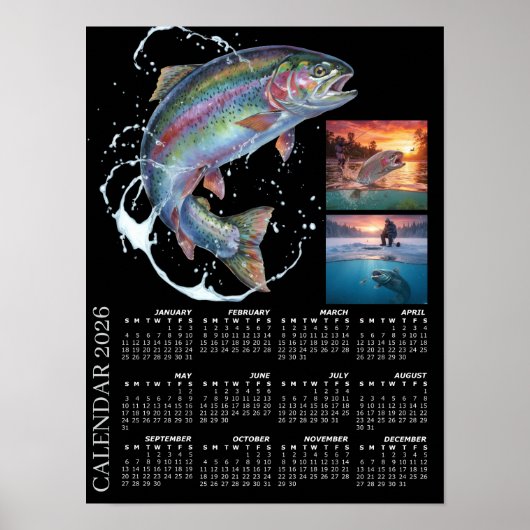Fishing Photo Calendar 2026, Fly Fishing, Trout Poster (Voorkant)