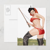 Fishing pin-up vintage poster briefkaart (Voorkant / Achterkant)