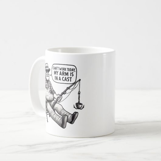 Fishing Pun Mug – Arm’s in a Cast Koffiemok (Voorkant links)