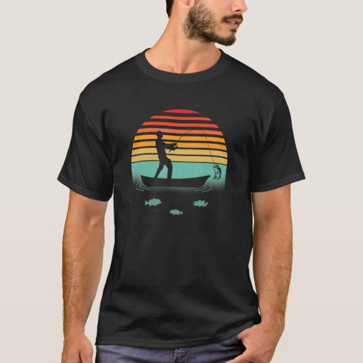 Fishing Retro Sunset for Fishermen T-shirt (Voorkant)