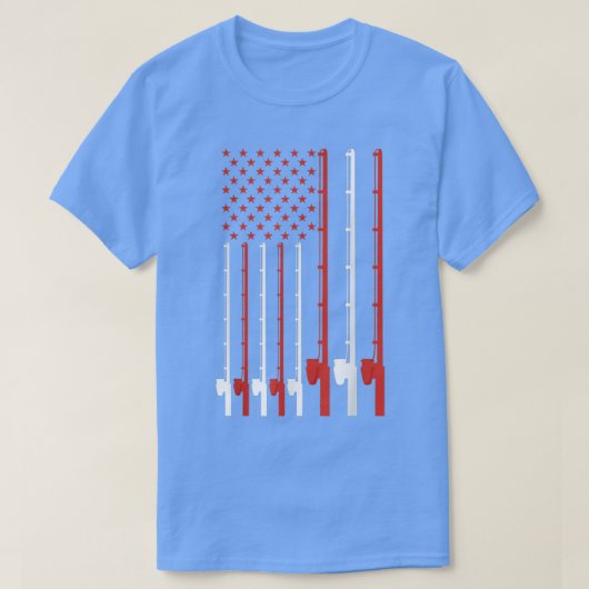 Fishing Rod American Flag 918  T-shirt (Design voorkant)