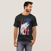 Fishing Rod and American Flag T-shirt (Voorkant volledig)