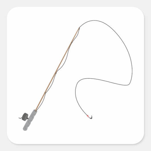 Fishing Rod Vierkante Sticker (Voorkant)