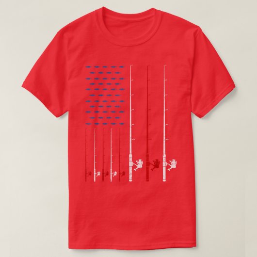 Fishing Rods American Flag 928 T-shirt (Design voorkant)