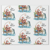 Fishing Santa Claus sitting fishing Christmas time Cadeaupapier (Vlak)
