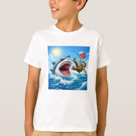 Fishing Shark Cartoon T-shirt