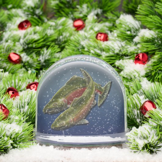 Fishing Snow Globe Custom Coho Salmon Snow Globe Sneeuwbol (Kerstmis)