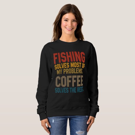 Fishing Solves My Problems Coffee Flying Fisher Trui (Voorkant volledig)
