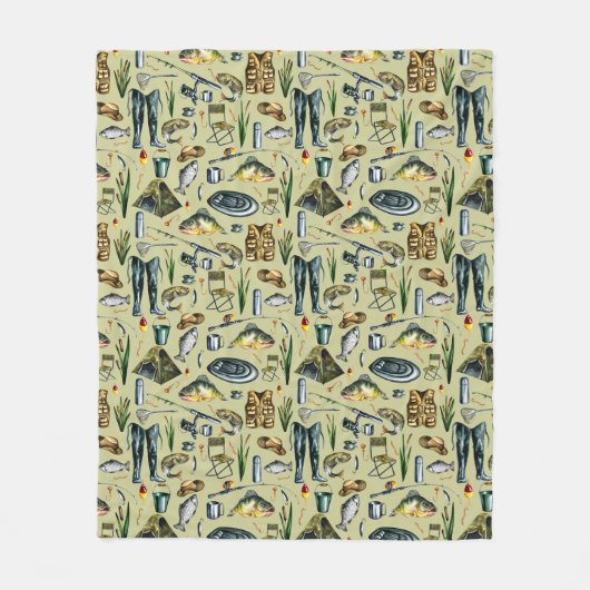 Fishing Sports Equipment Fish Waders Pattern Fleece Deken (Voorkant)