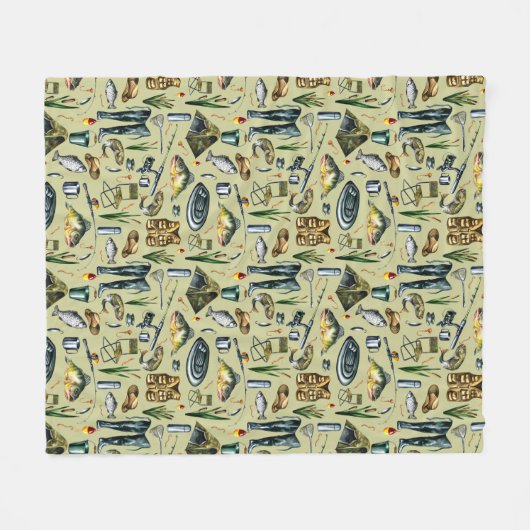 Fishing Sports Equipment Fish Waders Pattern Fleece Deken (Voorkant (Horizontaal))