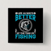 Fishing Theme Vierkante Button 5,1 Cm (Voorkant)