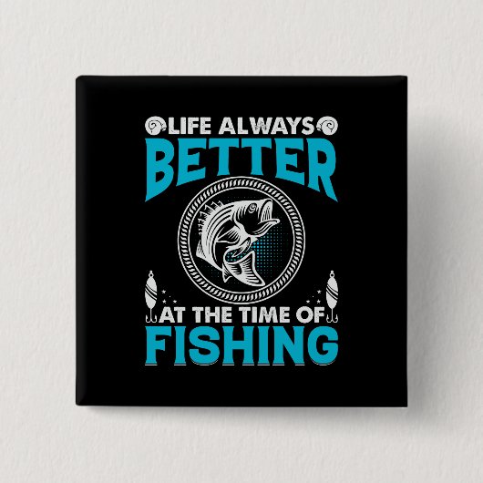Fishing Theme Vierkante Button 5,1 Cm (Voorkant)