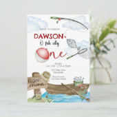 fishing-themed, Fishing Birthday, One, first birth Kaart (Staand voorkant)